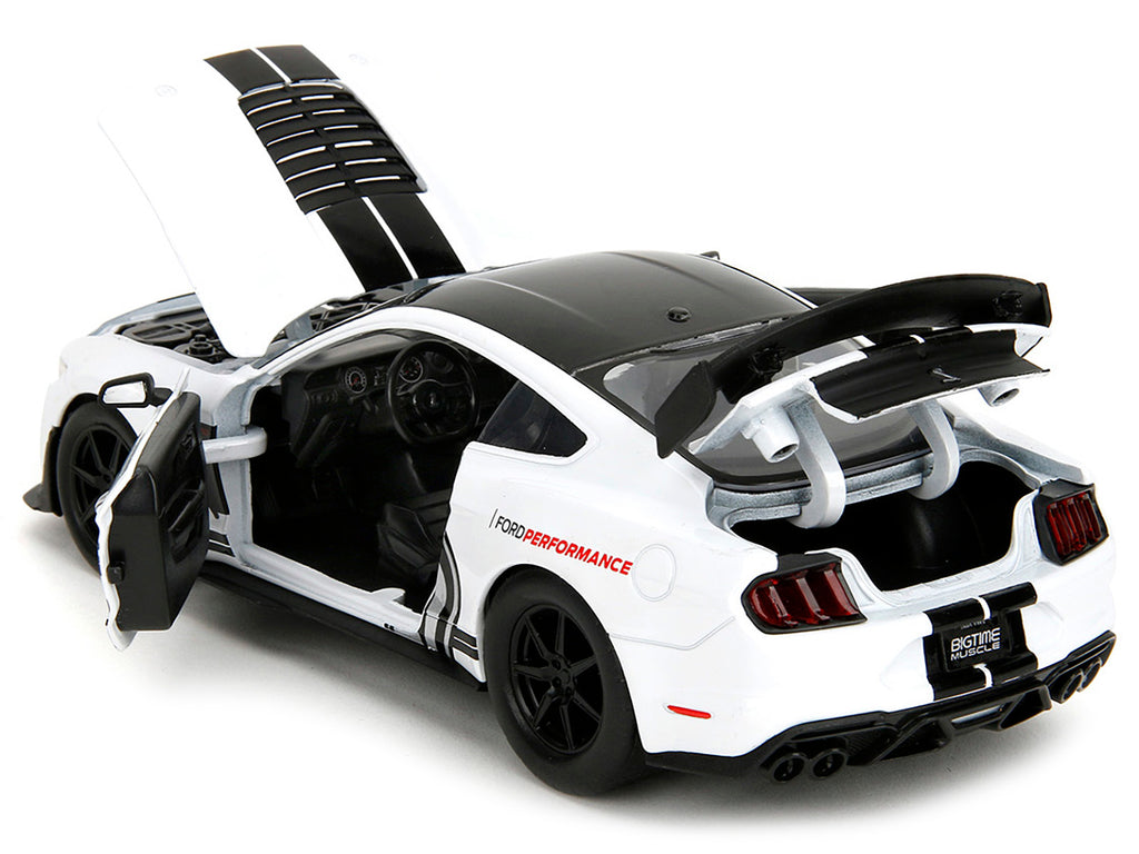 2020 Ford Mustang Shelby GT500 #65 White with Black Top and Stripes 'Ford Performance' 'Bigtime Muscle' Series 1/24 Diecast Model Car by Jada