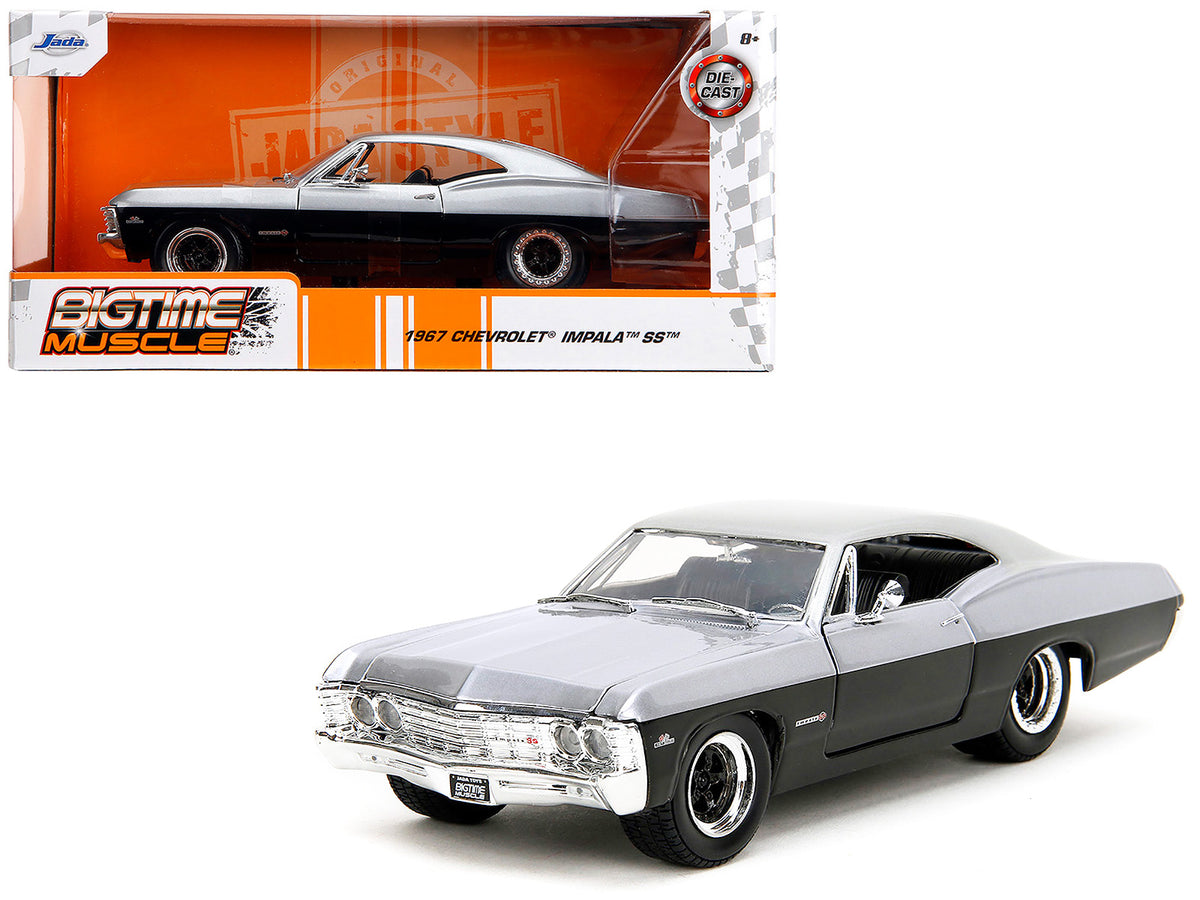 1967 Chevrolet Impala SS Silver Metallic and Black 'Bigtime Muscle' Series 1/24 Diecast Model Car by Jada