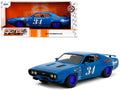 1972 Plymouth GTX #34 Blue with Graphics 'Bigtime Muscle' Series 1/24 Diecast Model Car by Jada