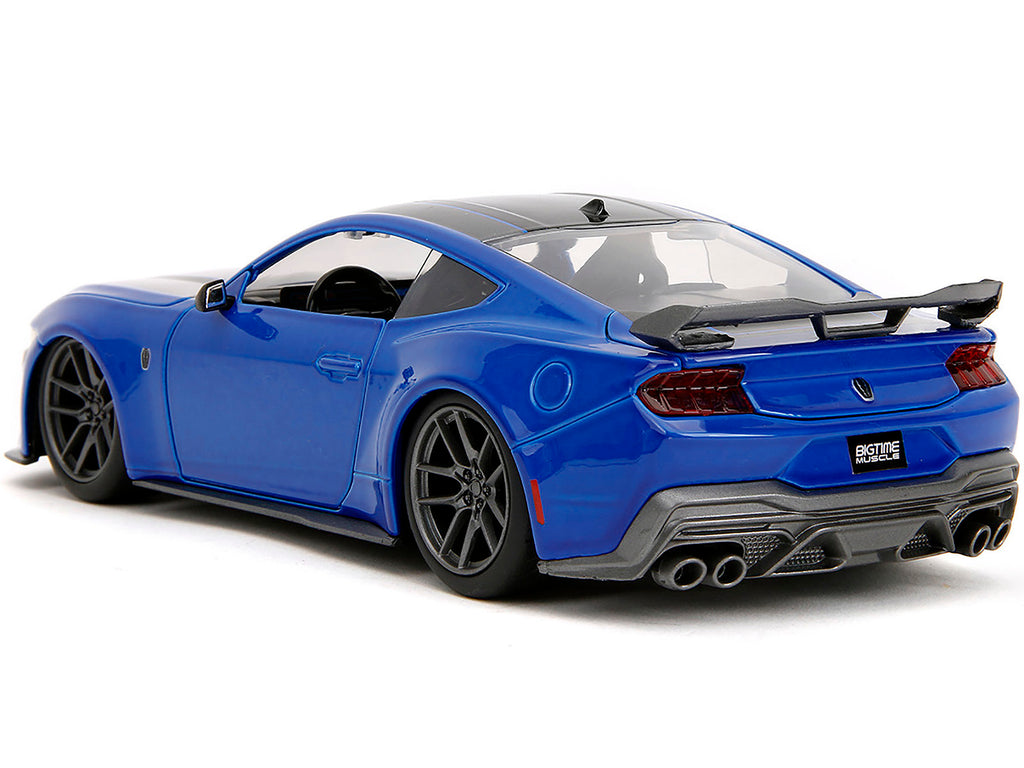 2024 Ford Mustang Dark Horse Blue Metallic with Black and Gray Stripes 'Bigtime Muscle' Series 1/24 Diecast Model Car by Jada