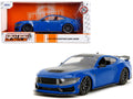 2024 Ford Mustang Dark Horse Blue Metallic with Black and Gray Stripes 'Bigtime Muscle' Series 1/24 Diecast Model Car by Jada