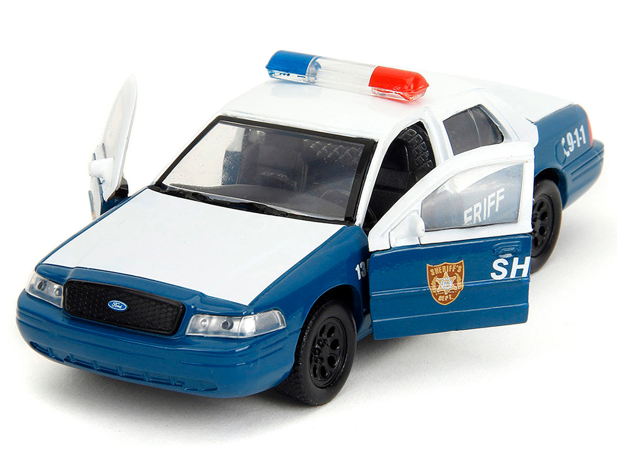 Rick Grimes' Ford Crown Victoria 'Sheriff' Blue and White 'The Walking Dead' (2010-2022) TV Series 'Hollywood Rides' Series 1/32 Diecast Model Car by Jada