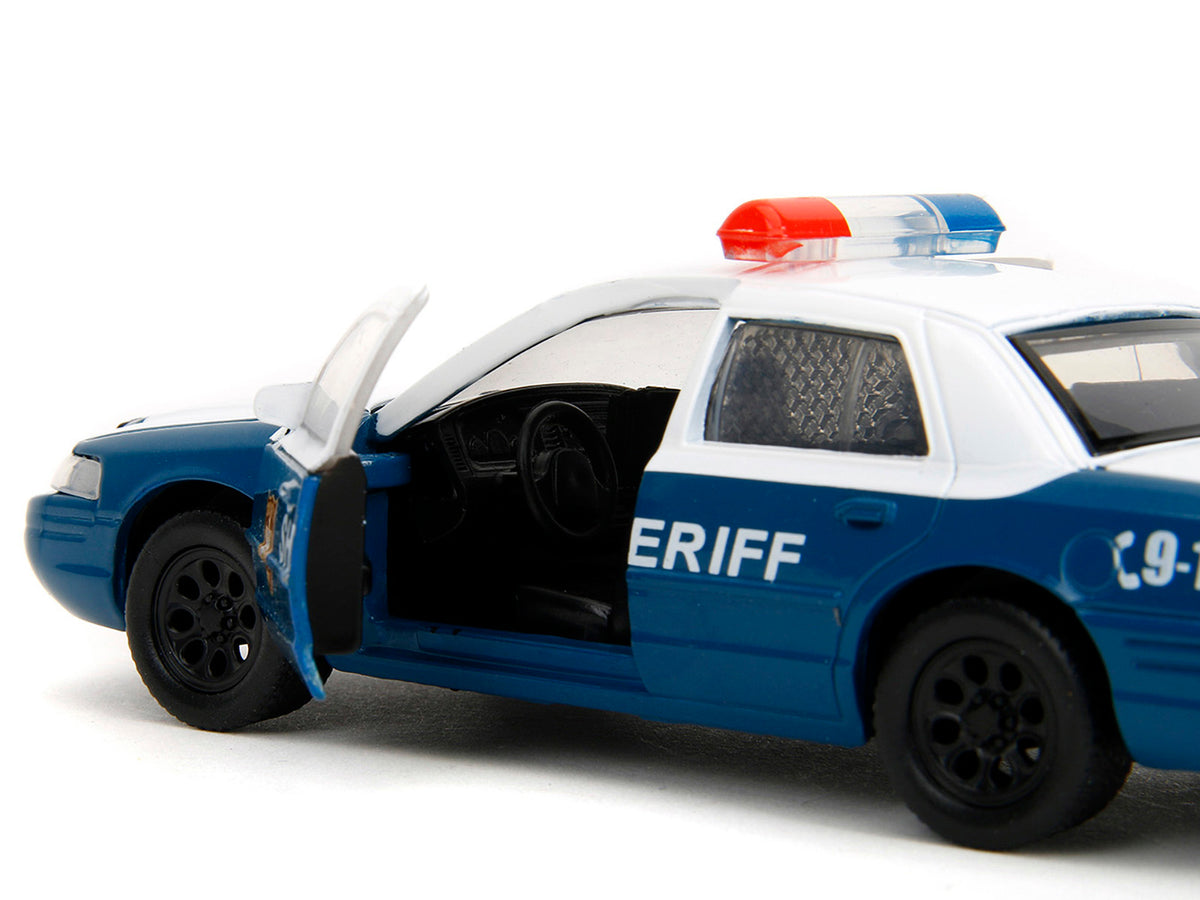 Rick Grimes' Ford Crown Victoria 'Sheriff' Blue and White 'The Walking Dead' (2010-2022) TV Series 'Hollywood Rides' Series 1/32 Diecast Model Car by Jada