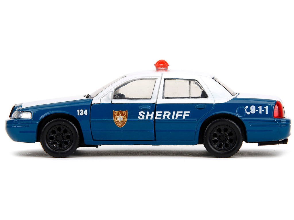 Rick Grimes' Ford Crown Victoria 'Sheriff' Blue and White 'The Walking Dead' (2010-2022) TV Series 'Hollywood Rides' Series 1/32 Diecast Model Car by Jada