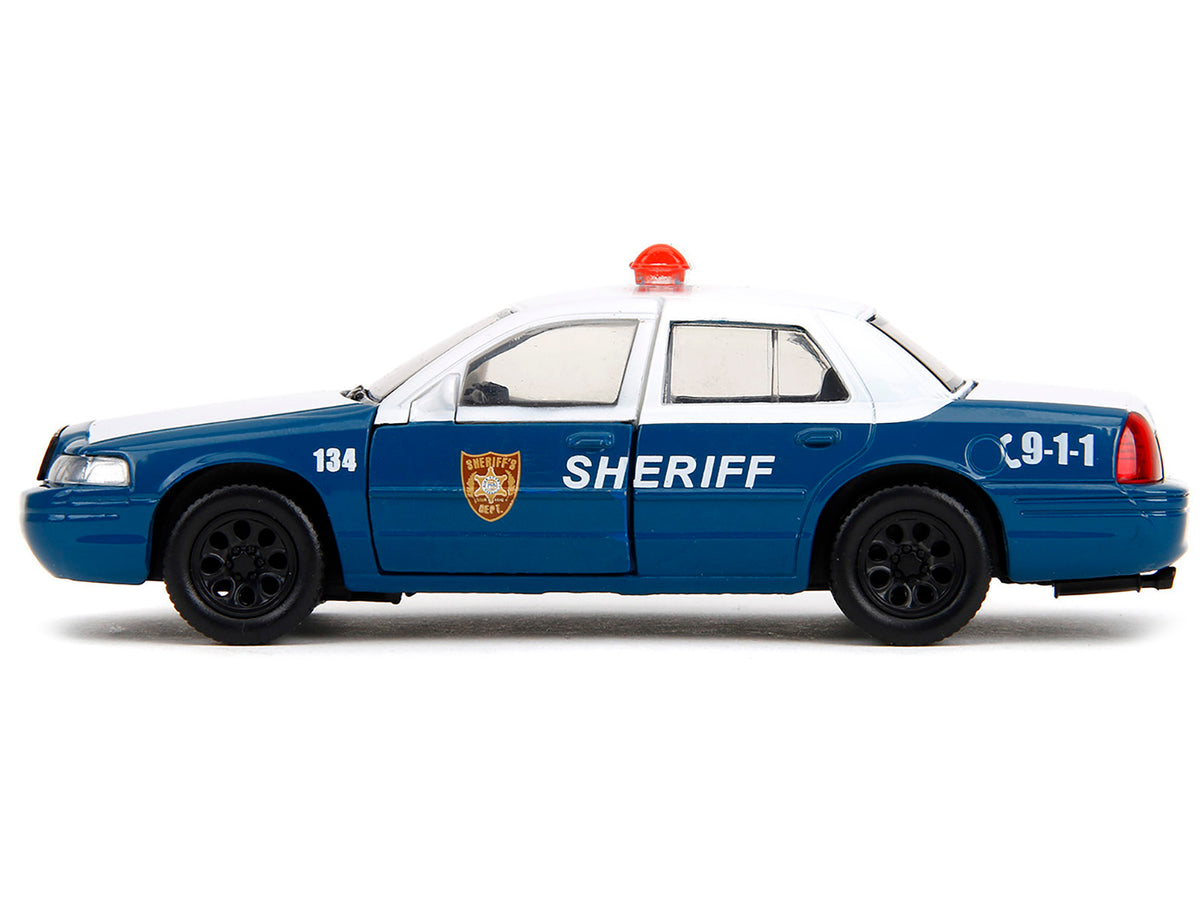 Rick Grimes' Ford Crown Victoria 'Sheriff' Blue and White 'The Walking Dead' (2010-2022) TV Series 'Hollywood Rides' Series 1/32 Diecast Model Car by Jada