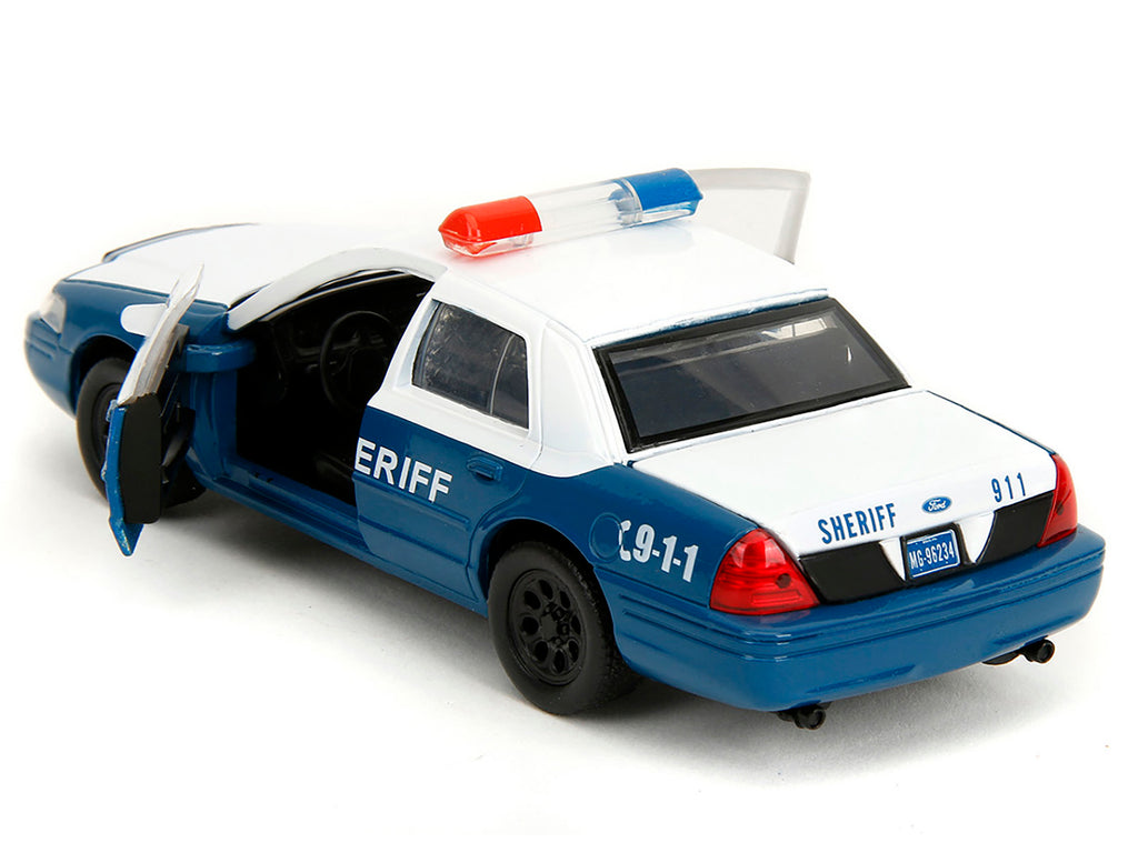 Rick Grimes' Ford Crown Victoria 'Sheriff' Blue and White 'The Walking Dead' (2010-2022) TV Series 'Hollywood Rides' Series 1/32 Diecast Model Car by Jada