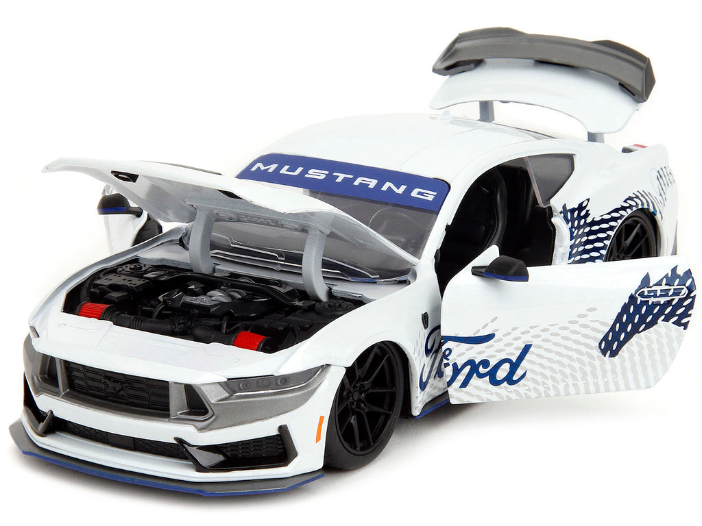 2024 Ford Mustang Dark Horse White with 'Mustang Horse Graphics' 'Bigtime Muscle' Series 1/24 Diecast Model Car by Jada