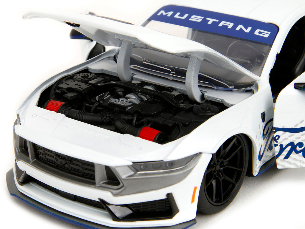 2024 Ford Mustang Dark Horse White with 'Mustang Horse Graphics' 'Bigtime Muscle' Series 1/24 Diecast Model Car by Jada