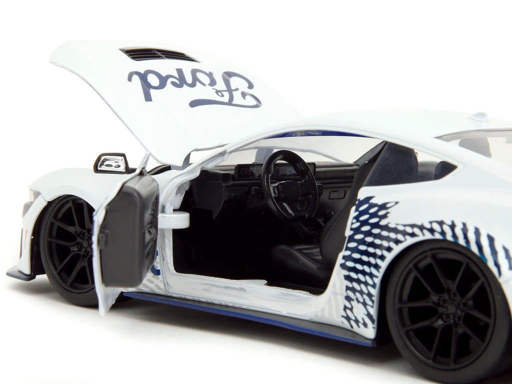 2024 Ford Mustang Dark Horse White with 'Mustang Horse Graphics' 'Bigtime Muscle' Series 1/24 Diecast Model Car by Jada