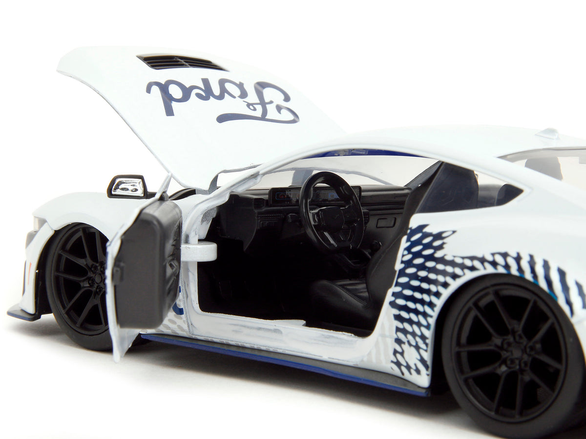 2024 Ford Mustang Dark Horse White with 'Mustang Horse Graphics' 'Bigtime Muscle' Series 1/24 Diecast Model Car by Jada