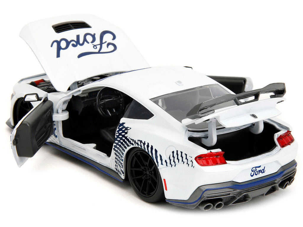 2024 Ford Mustang Dark Horse White with 'Mustang Horse Graphics' 'Bigtime Muscle' Series 1/24 Diecast Model Car by Jada