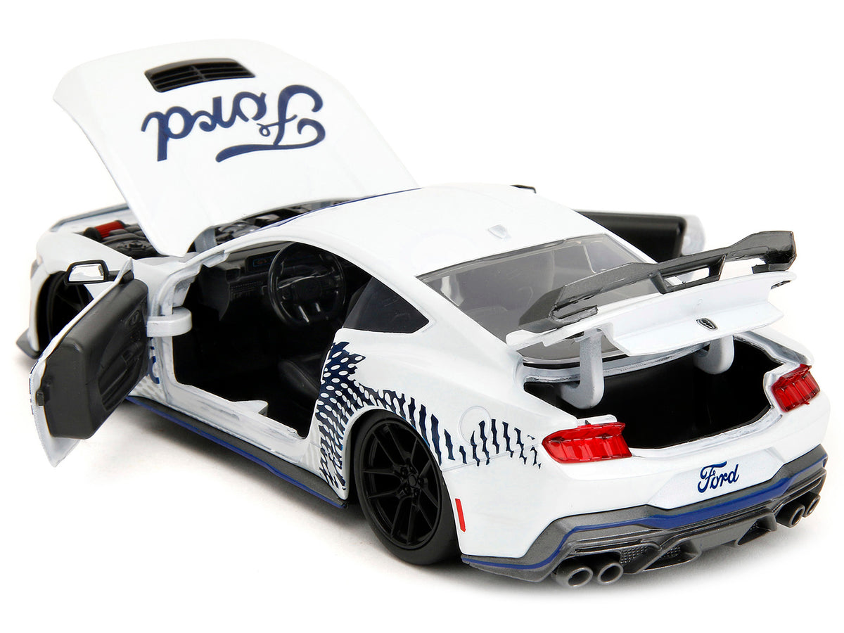 2024 Ford Mustang Dark Horse White with 'Mustang Horse Graphics' 'Bigtime Muscle' Series 1/24 Diecast Model Car by Jada