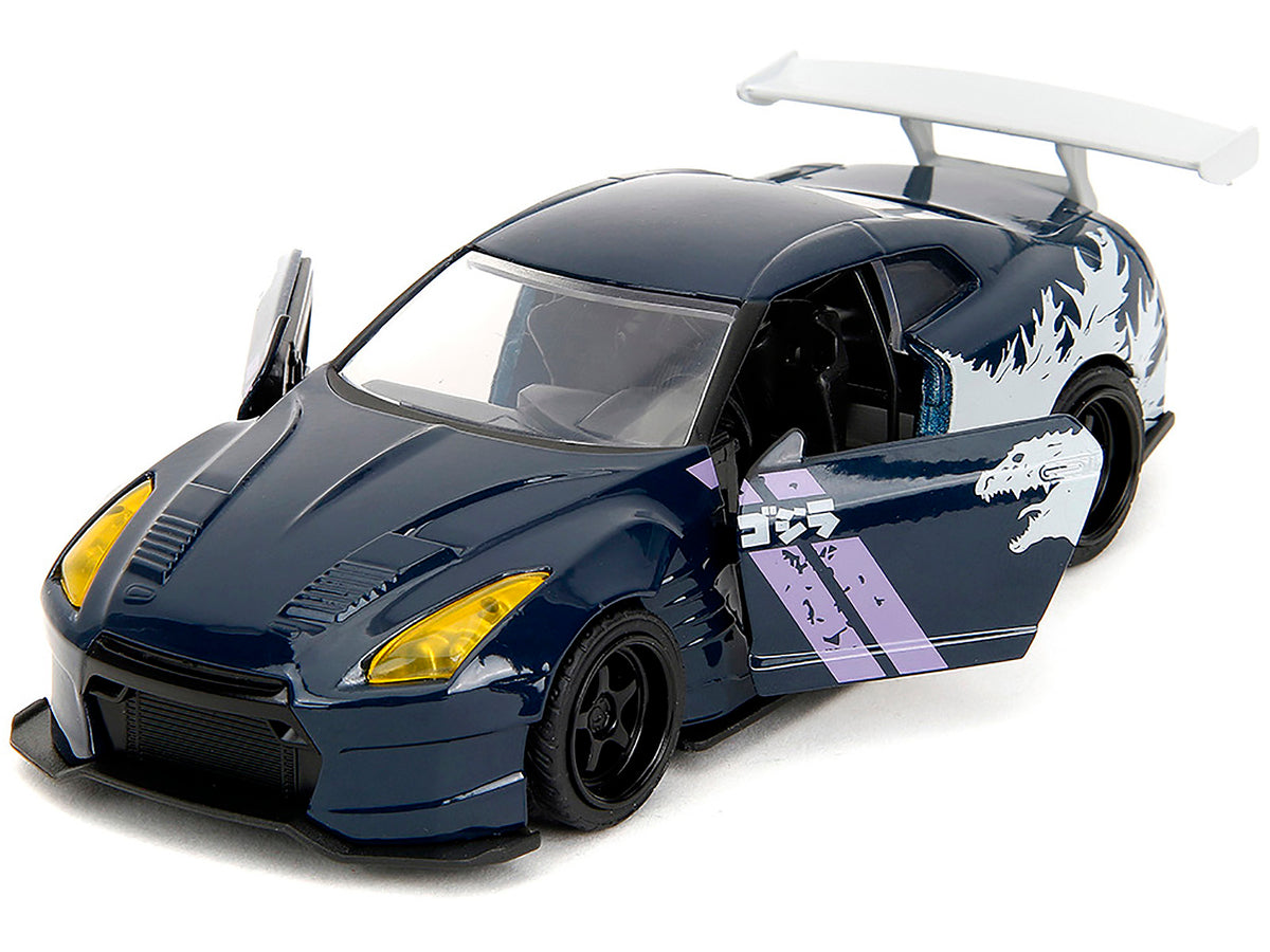 2009 Nissan GT-R (R35) Ben Sopra Dark Blue with Graphics 'Godzilla' 'Hollywood Rides' Series 1/32 Diecast Model Car by Jada