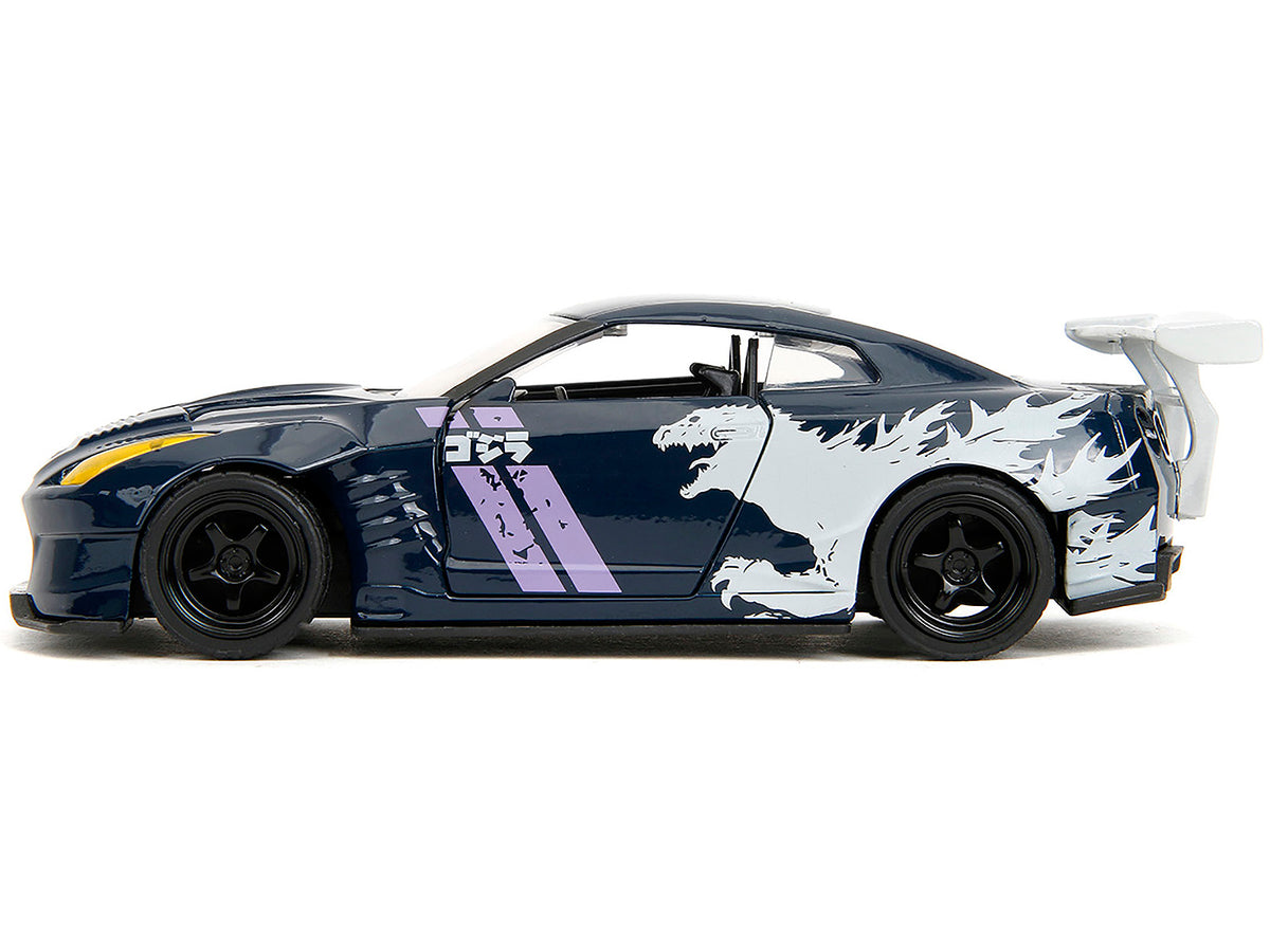 2009 Nissan GT-R (R35) Ben Sopra Dark Blue with Graphics 'Godzilla' 'Hollywood Rides' Series 1/32 Diecast Model Car by Jada