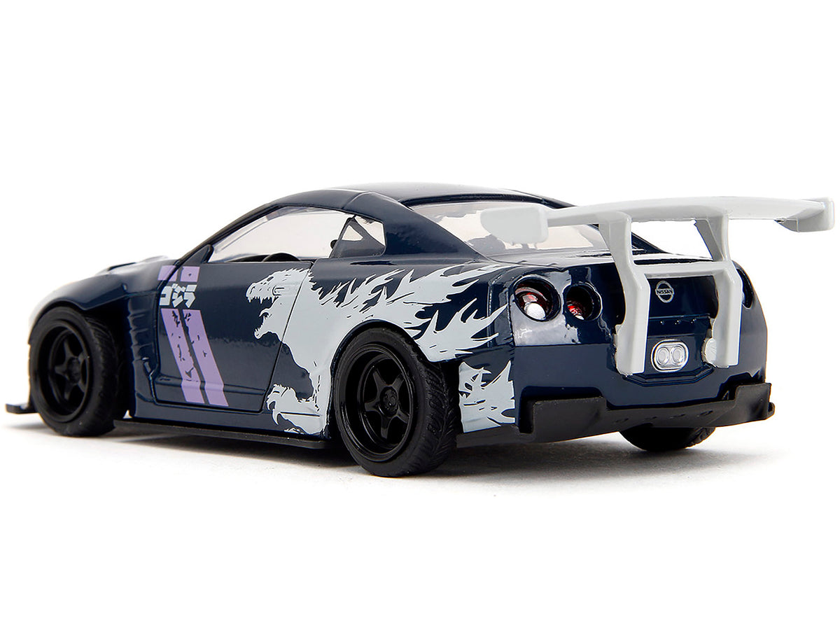 2009 Nissan GT-R (R35) Ben Sopra Dark Blue with Graphics 'Godzilla' 'Hollywood Rides' Series 1/32 Diecast Model Car by Jada