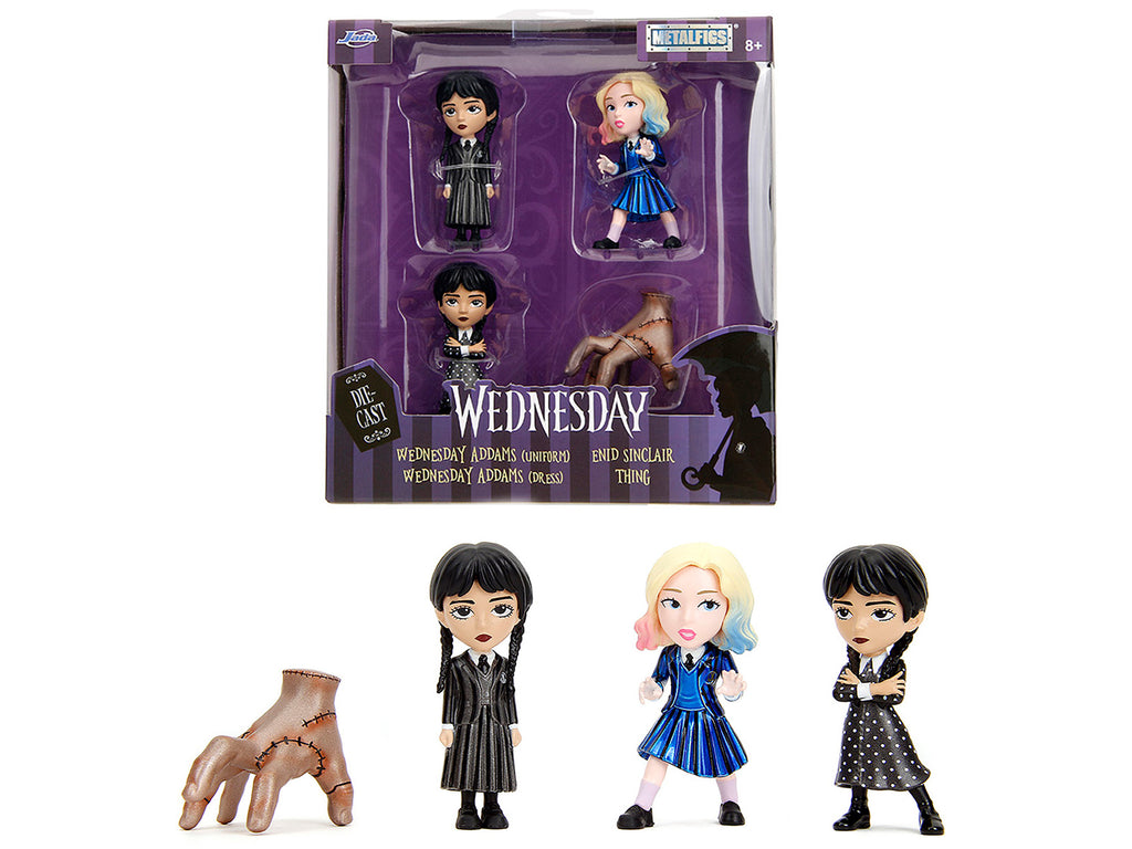 Set of 4 Diecast Figures 'Wednesday' (2022-Current) TV Series 'Metalfigs' Series Diecast Models by Jada