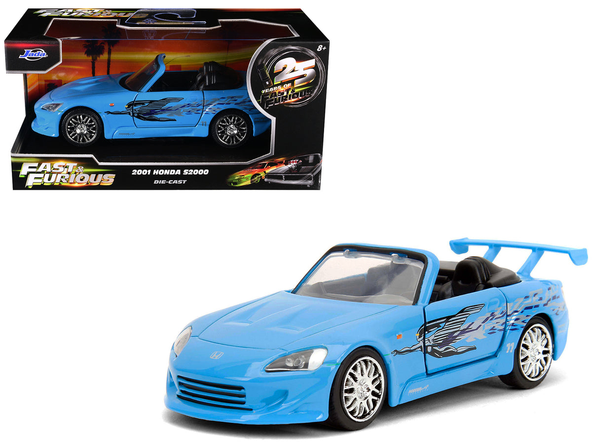 2001 Honda S2000 Convertible Blue with Graphics 'Fast & Furious Remix - 25th Anniversary' Series  1/32 Diecast Model Car by Jada