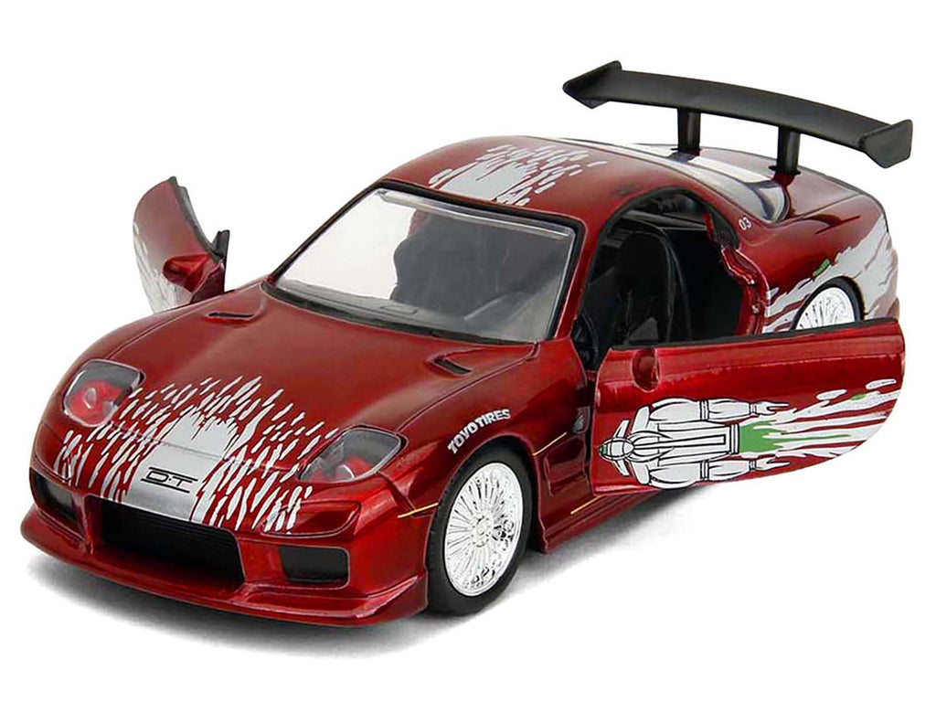Dom's Mazda RX-7 Candy Red with Graphics 'The Fast and the Furious' (2001) Movie '25 Years of Fast & Furious' Series 1/32 Diecast Model Car by Jada