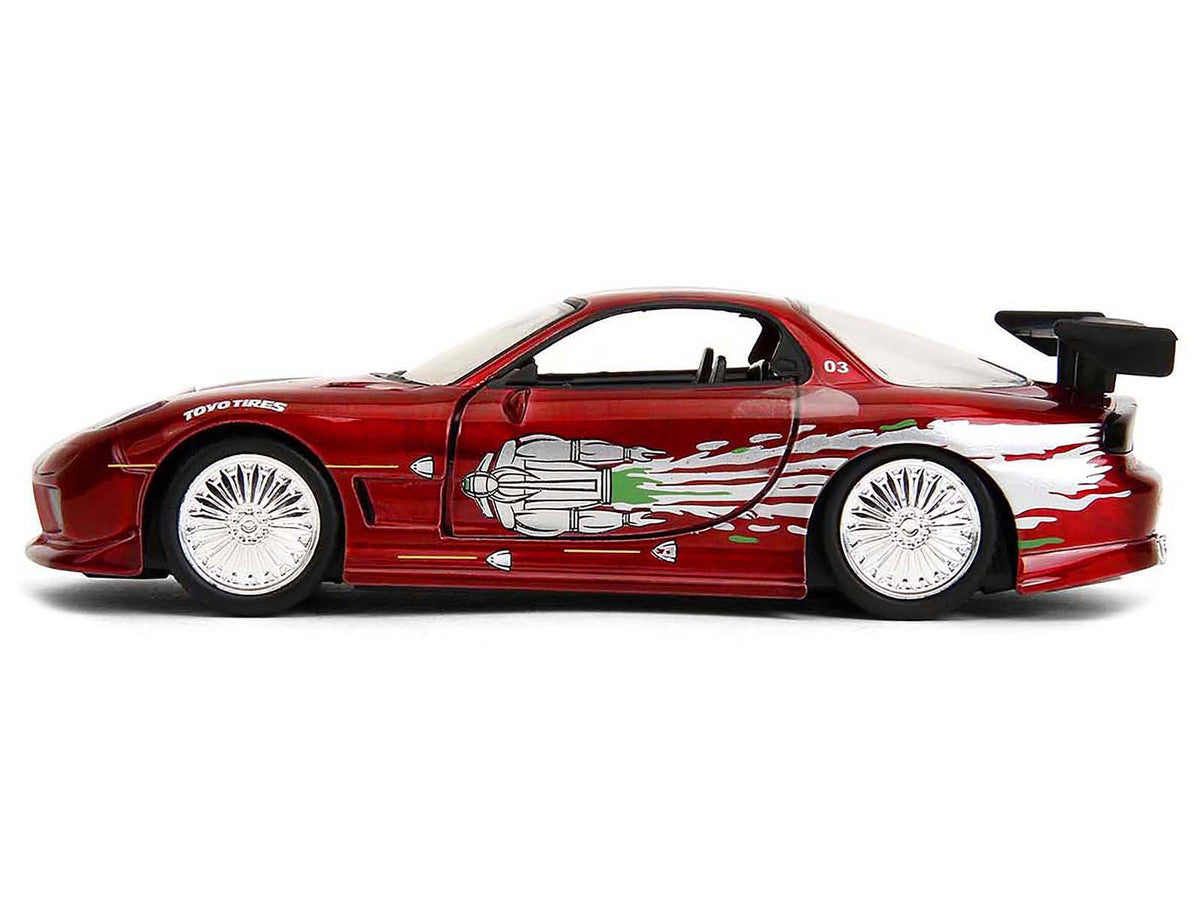 Dom's Mazda RX-7 Candy Red with Graphics 'The Fast and the Furious' (2001) Movie '25 Years of Fast & Furious' Series 1/32 Diecast Model Car by Jada
