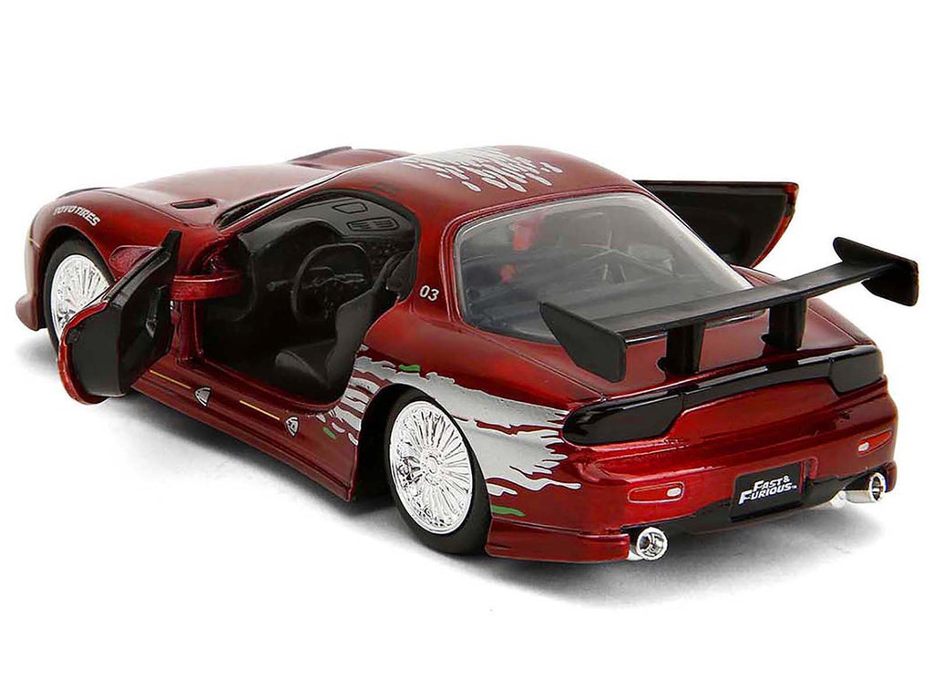 Dom's Mazda RX-7 Candy Red with Graphics 'The Fast and the Furious' (2001) Movie '25 Years of Fast & Furious' Series 1/32 Diecast Model Car by Jada