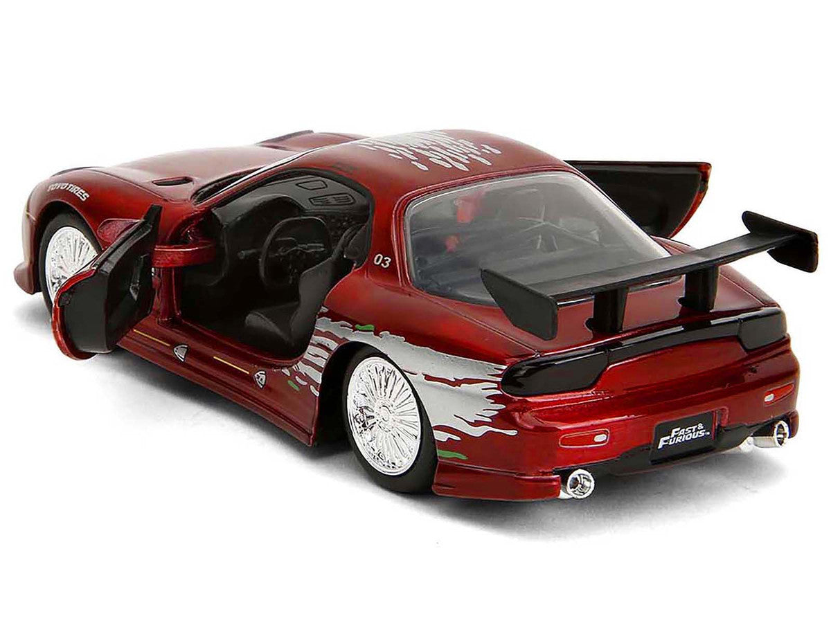 Dom's Mazda RX-7 Candy Red with Graphics 'The Fast and the Furious' (2001) Movie '25 Years of Fast & Furious' Series 1/32 Diecast Model Car by Jada