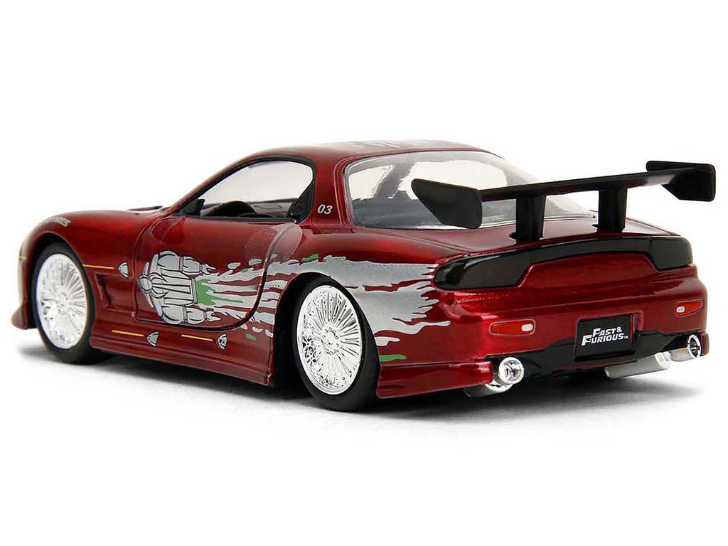 Dom's Mazda RX-7 Candy Red with Graphics 'The Fast and the Furious' (2001) Movie '25 Years of Fast & Furious' Series 1/32 Diecast Model Car by Jada