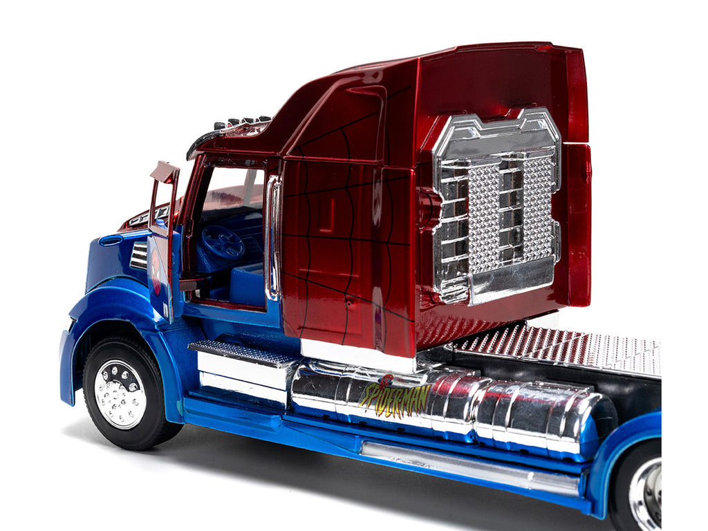 Western Star 57X Truck Tractor 'Spider-Man' Blue and Red Metallic 'Hollywood Rides' Series 1/24 Diecast Model by Jada