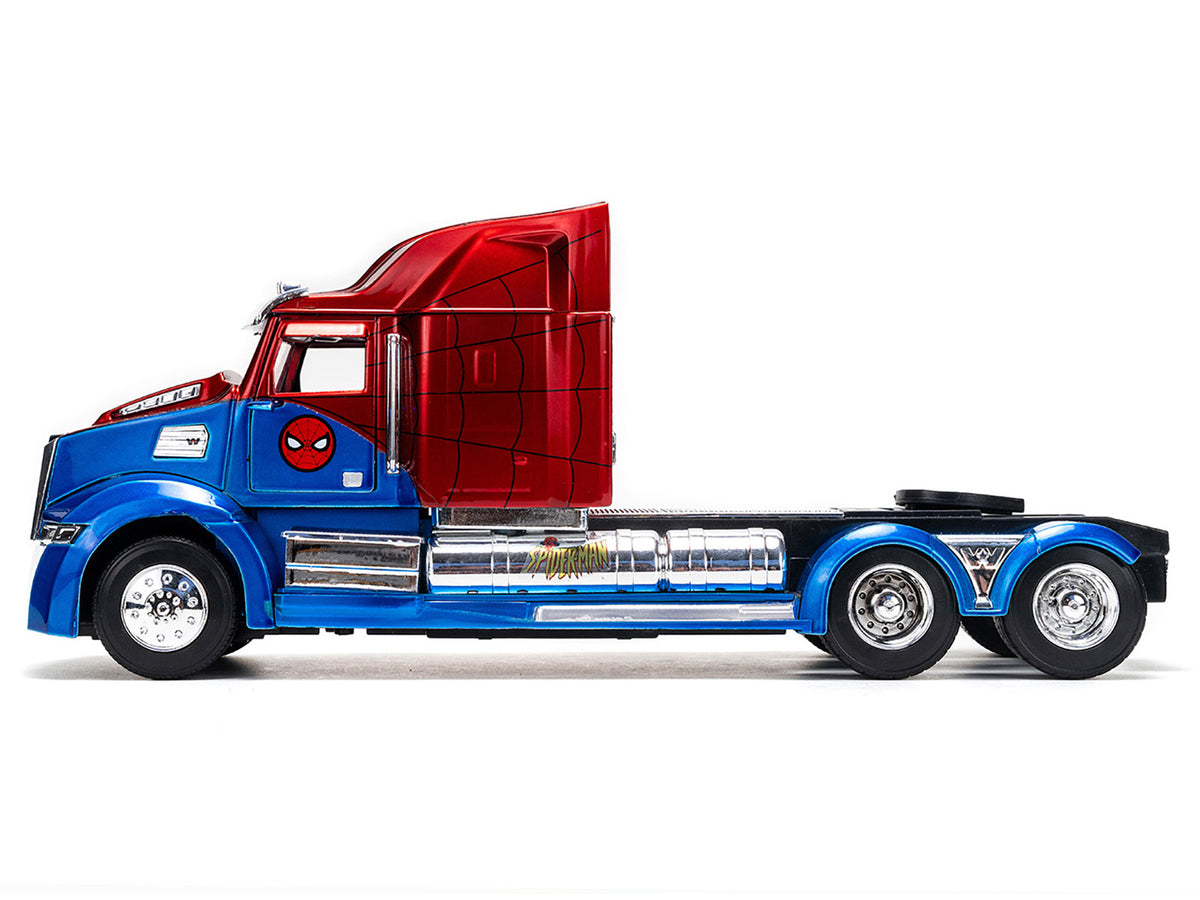 Western Star 57X Truck Tractor 'Spider-Man' Blue and Red Metallic 'Hollywood Rides' Series 1/24 Diecast Model by Jada