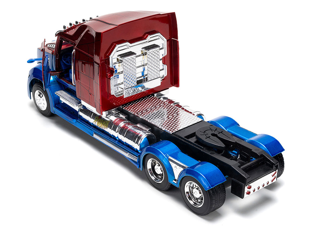 Western Star 57X Truck Tractor 'Spider-Man' Blue and Red Metallic 'Hollywood Rides' Series 1/24 Diecast Model by Jada