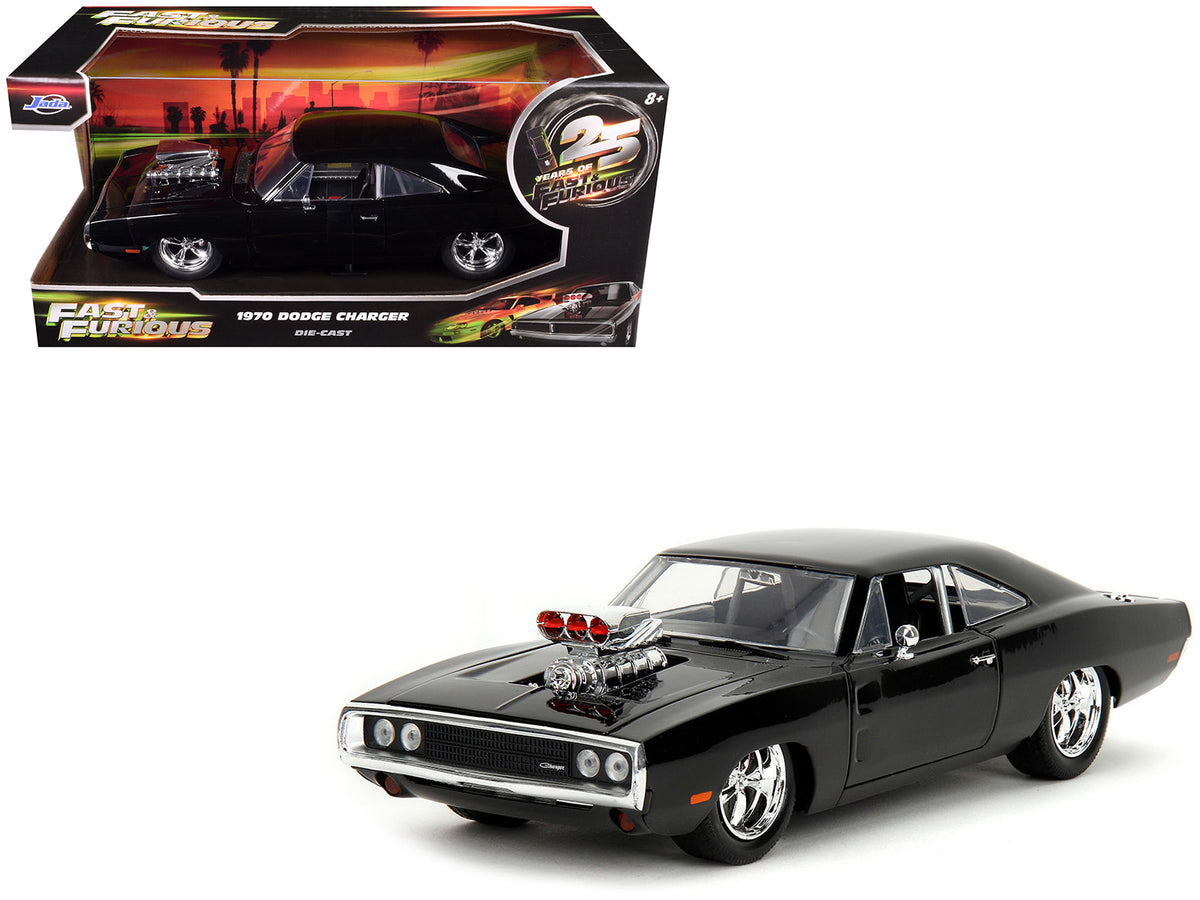 1970 Dodge Charger Black with Race Interior 'The Fast and the Furious' (2001) Movie '25 Years of Fast & Furious' Series 1/24 Diecast Model Car by Jada