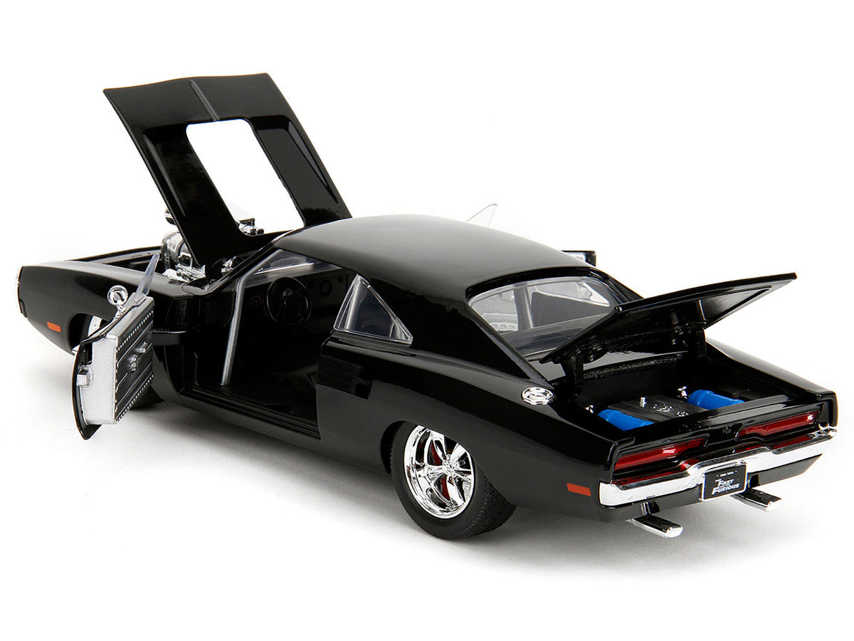 1970 Dodge Charger Black with Race Interior 'The Fast and the Furious' (2001) Movie '25 Years of Fast & Furious' Series 1/24 Diecast Model Car by Jada