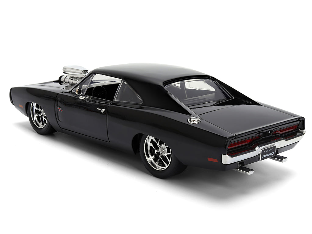 1970 Dodge Charger R/T Black 'Furious 7' (2015) Movie 'Fast & Furious' Series 1/24 Diecast Model Car by Jada