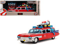 1959 Cadillac Ambulance Ecto-1 Red 'Transformers' TV Series - 'Ghostbusters' (1984) Movie Crossover 'Hollywood Rides' Series 1/24 Diecast Model Car by Jada