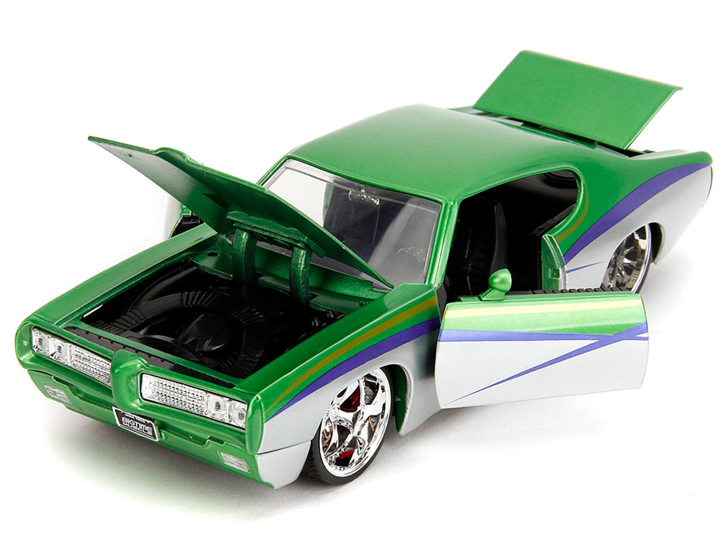 1969 Pontiac GTO Judge Green Metallic and Silver with Stripes 'Bigtime Muscle' Series 1/24 Diecast Model Car by Jada
