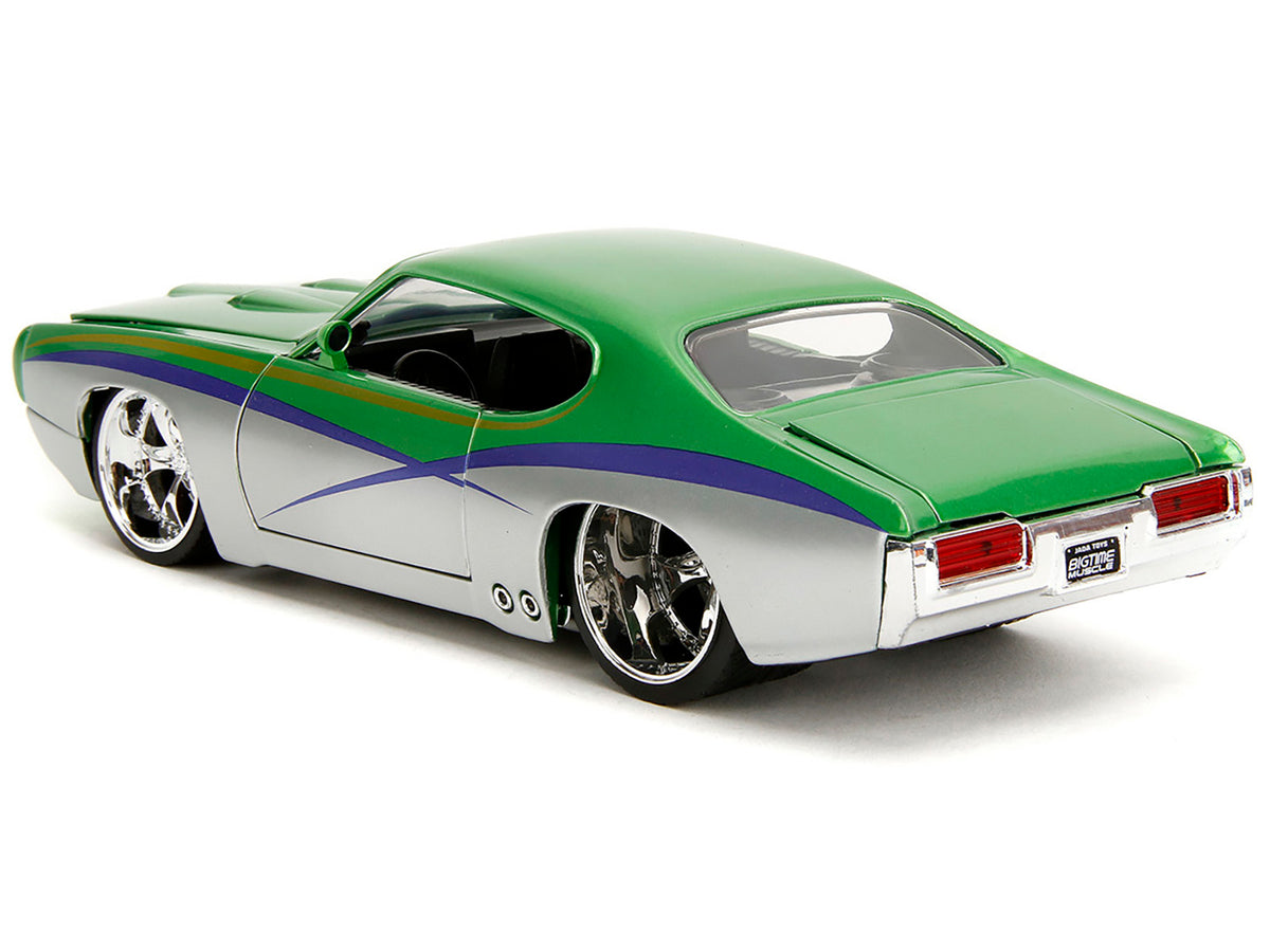 1969 Pontiac GTO Judge Green Metallic and Silver with Stripes 'Bigtime Muscle' Series 1/24 Diecast Model Car by Jada