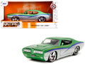 1969 Pontiac GTO Judge Green Metallic and Silver with Stripes 'Bigtime Muscle' Series 1/24 Diecast Model Car by Jada