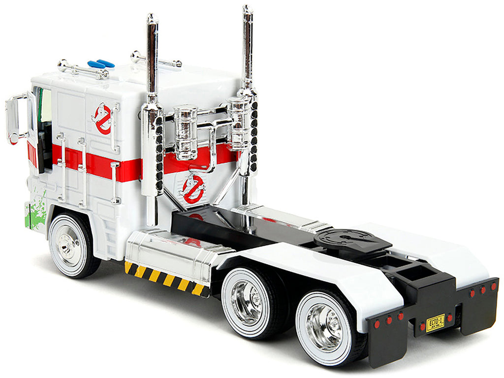 G1 Autobot Optimus Prime Truck White with Robot on Chassis from 'Transformers' TV Series - 'Ghostbusters' (1984) Movie Crossover 'Hollywood Rides' Series 1/24 Diecast Model by Jada