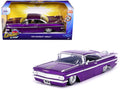 1959 Chevrolet Impala Lowrider Candy Purple with Wire Wheels 'Street Low' Series 1/24 Diecast Model Car by Jada