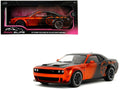 Dodge Challenger SRT Hellcat Orange Metallic and Black 'Pink Slips' Series 1/18 Diecast Model Car by Jada