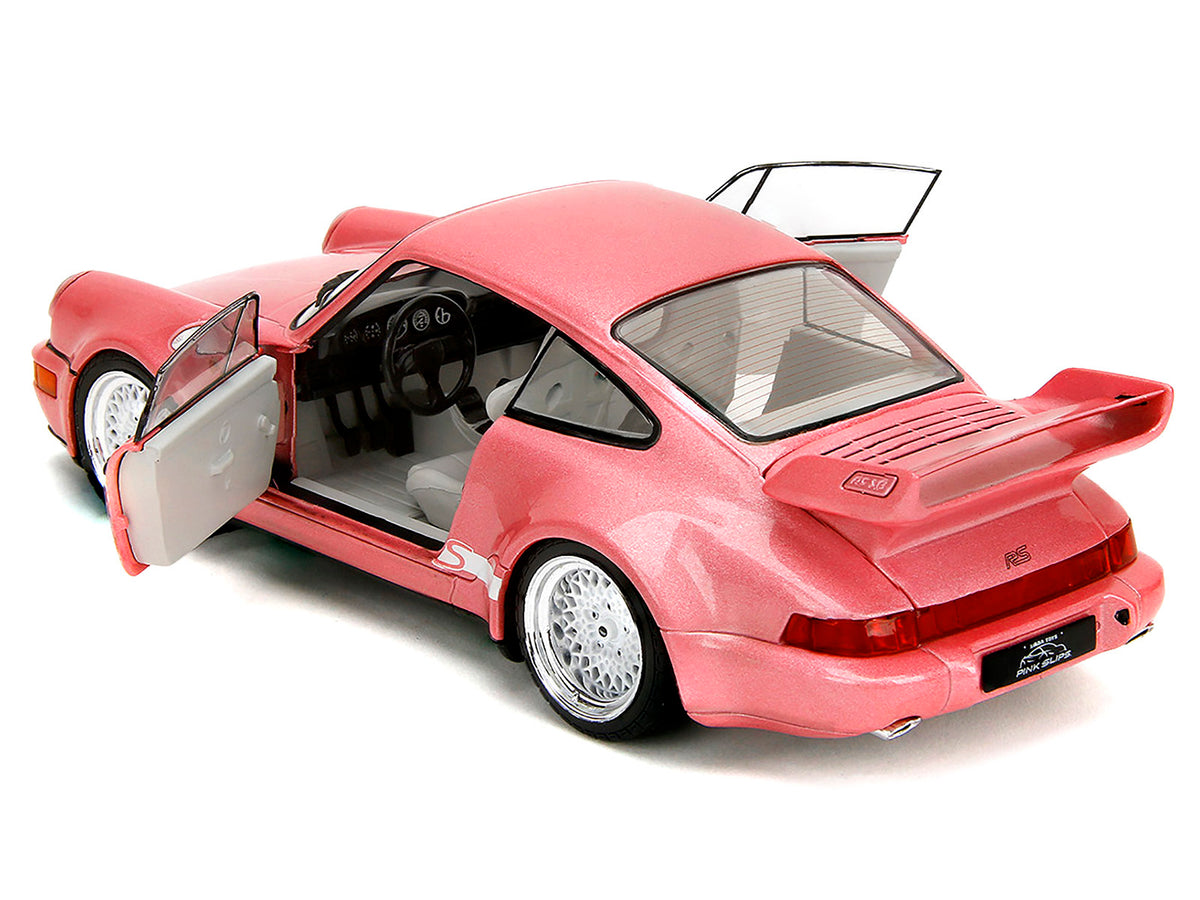 Porsche 911 Carrera RS (964) Pink Metallic with White Stripes 'Pink Slips' Series 1/18 Diecast Model Car by Jada