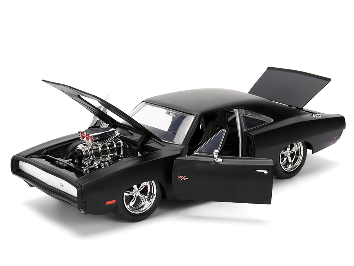 1970 Dodge Charger R/T Matt Black 'Fast & Furious' (2009) Movie 'Fast & Furious' Series 1/24 Diecast Model Car by Jada