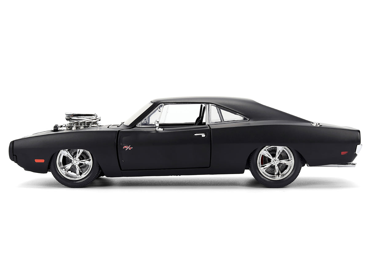 1970 Dodge Charger R/T Matt Black 'Fast & Furious' (2009) Movie 'Fast & Furious' Series 1/24 Diecast Model Car by Jada