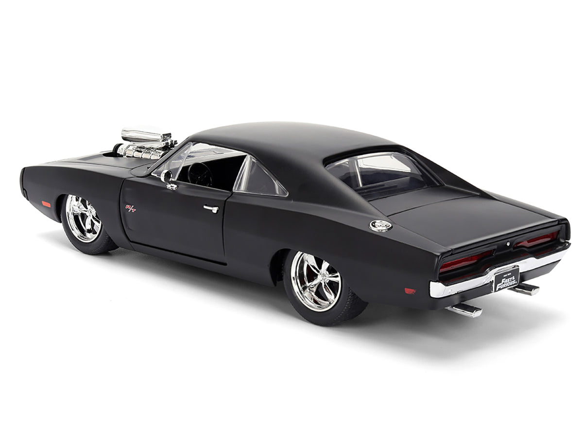 1970 Dodge Charger R/T Matt Black 'Fast & Furious' (2009) Movie 'Fast & Furious' Series 1/24 Diecast Model Car by Jada