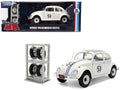 Volkswagen Beetle #53 'Herbie' White with Stripes 'The Love Bug' (1968) Movie with Extra Wheels 1/24 Diecast Model Car by Jada