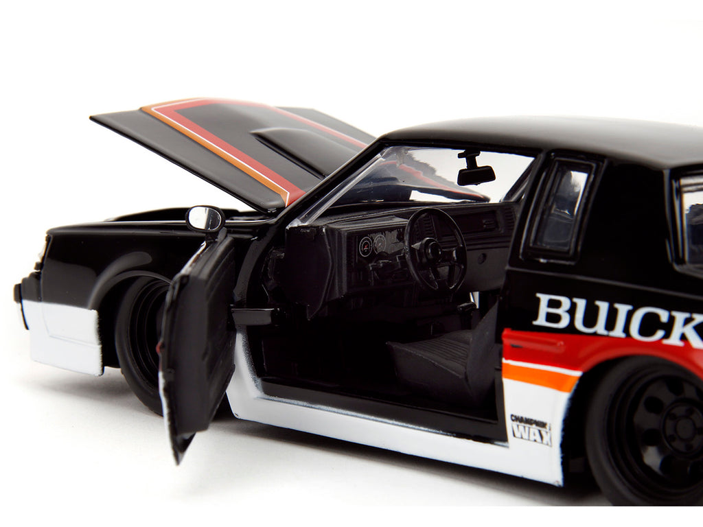 1987 Buick Grand National #7 'Buick Racing' Black and White with Stripes 'Bigtime Muscle' Series 1/24 Diecast Model Car by Jada