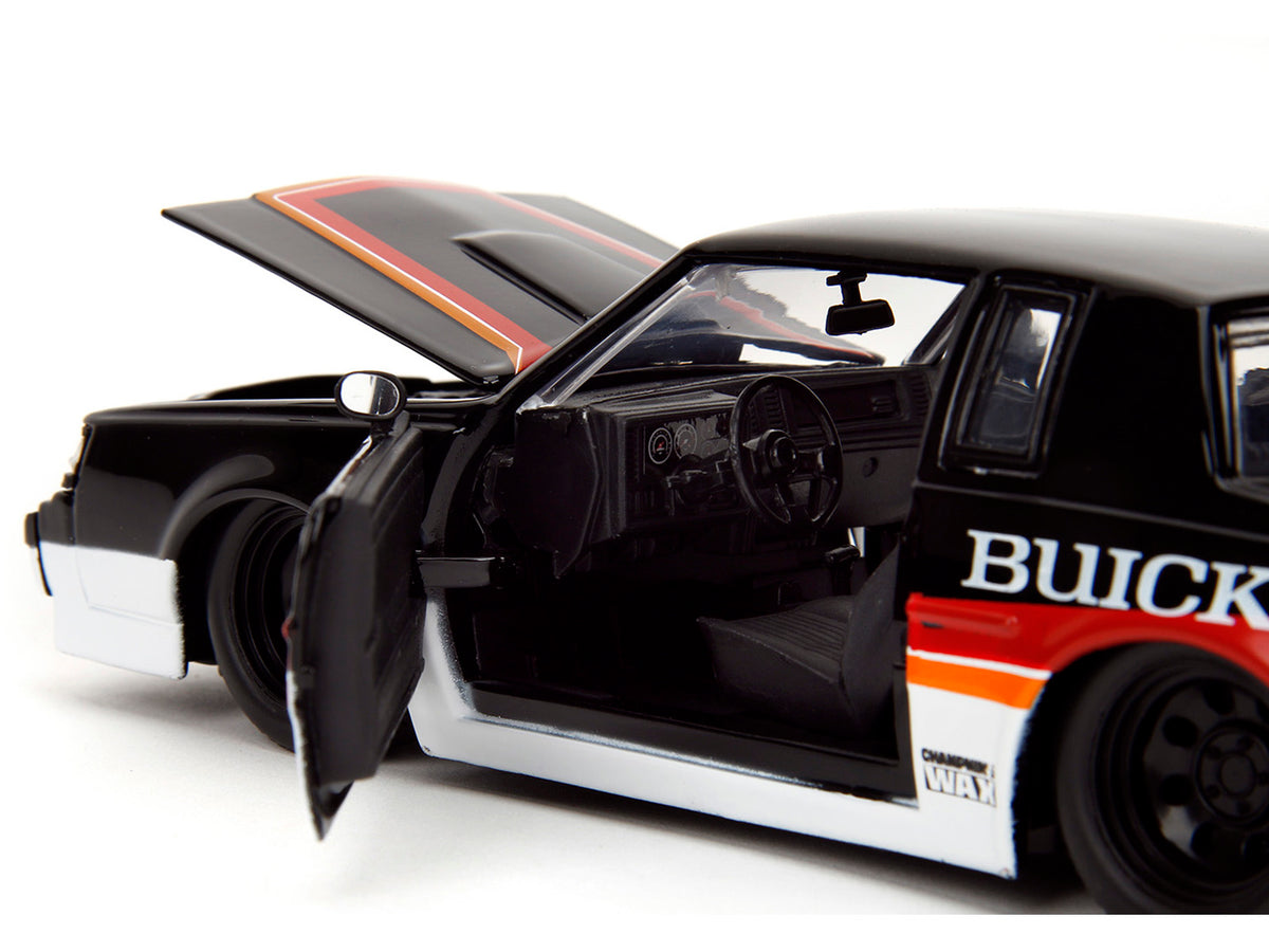 1987 Buick Grand National #7 'Buick Racing' Black and White with Stripes 'Bigtime Muscle' Series 1/24 Diecast Model Car by Jada