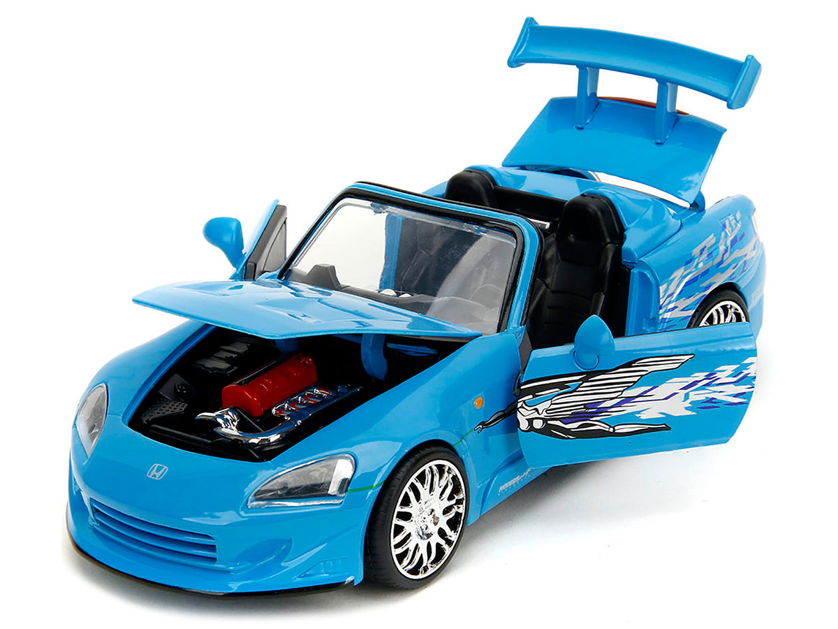 2001 Honda S2000 Convertible Blue with Graphics 'Fast & Furious Remix' Series 1/24 Diecast Model Car by Jada