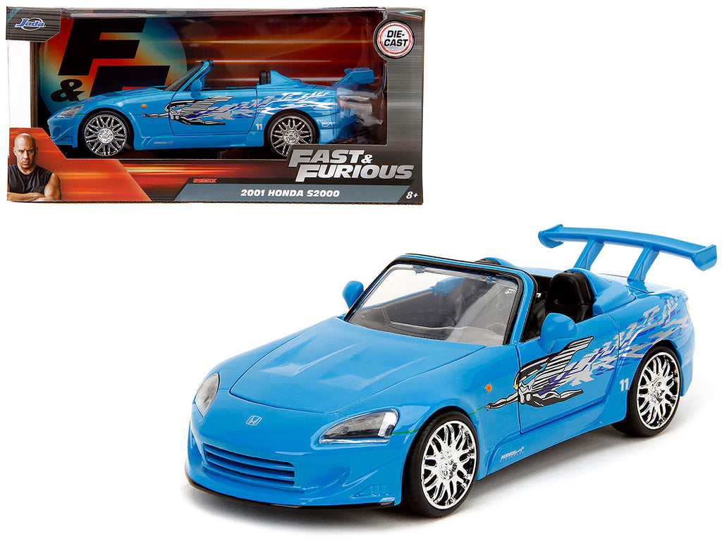 2001 Honda S2000 Convertible Blue with Graphics 'Fast & Furious Remix' Series 1/24 Diecast Model Car by Jada