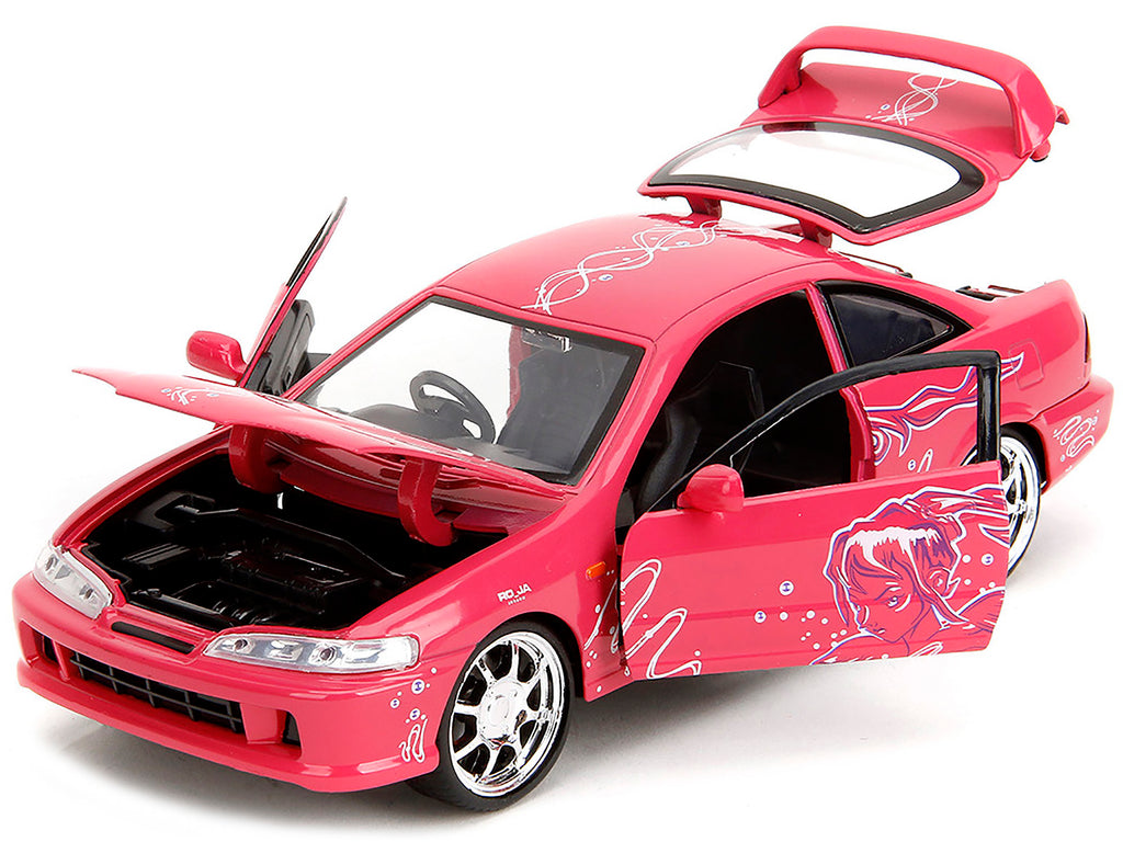 1995 Honda Integra Type R Pink with Graphics 'Fast & Furious Remix' Series 1/24 Diecast Model Car by Jada