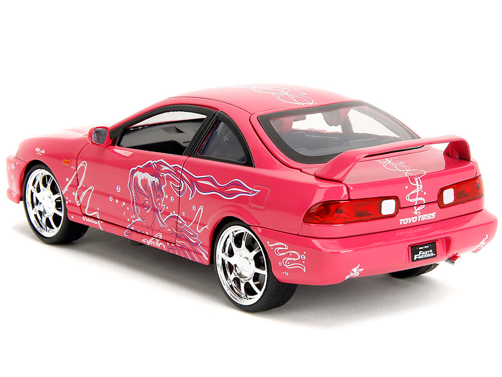 1995 Honda Integra Type R Pink with Graphics 'Fast & Furious Remix' Series 1/24 Diecast Model Car by Jada